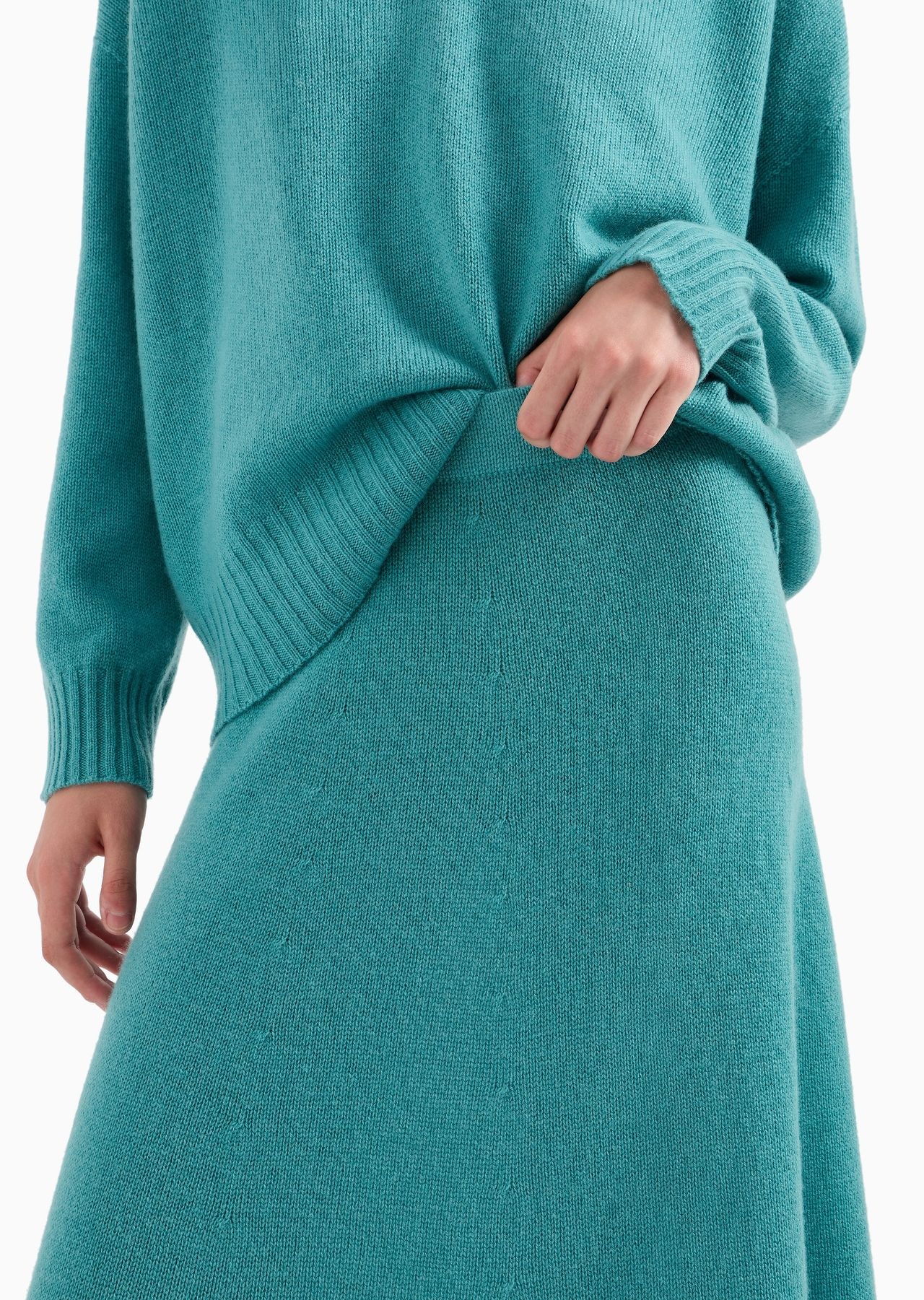 Seamless plain virgin wool midi skirt - 5