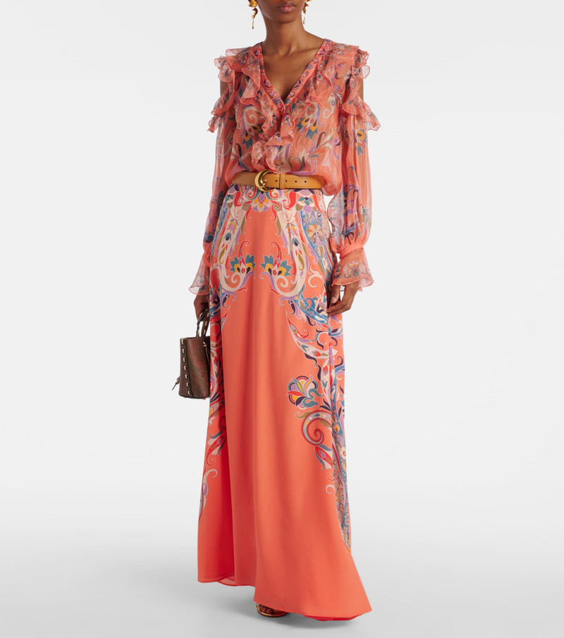 Etro Printed ruffled silk blouse outlook