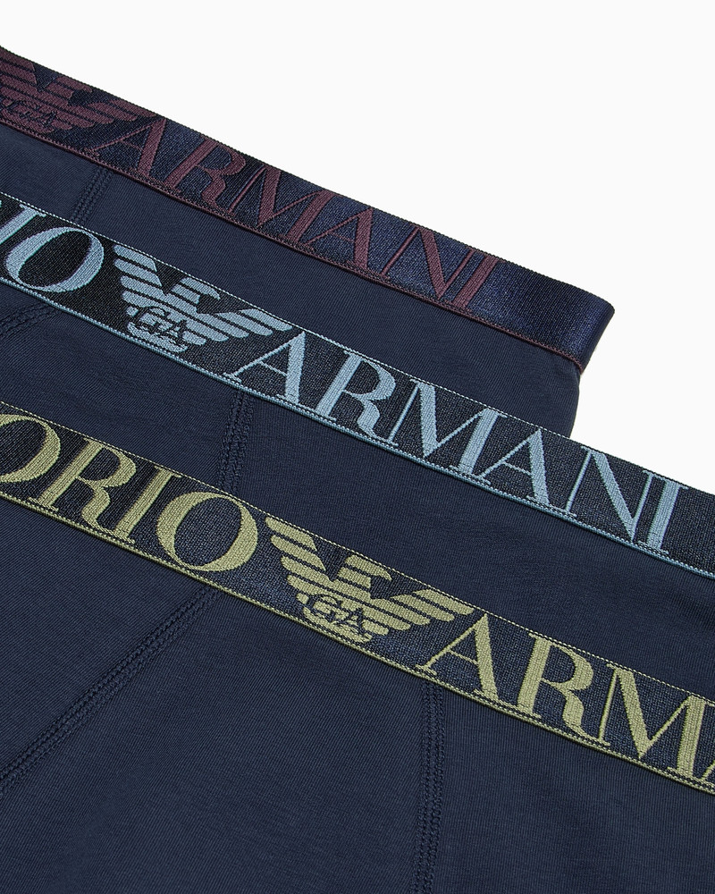 EMPORIO ARMANI Three-pack of ASV shiny logoband organic-cotton boxer briefs outlook