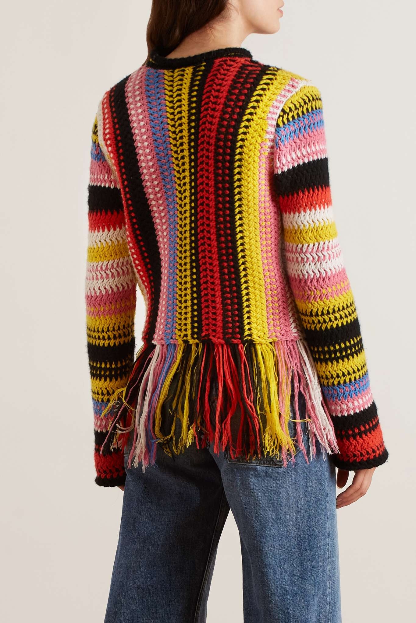 Striped macramé cashmere and wool-blend sweater - 4