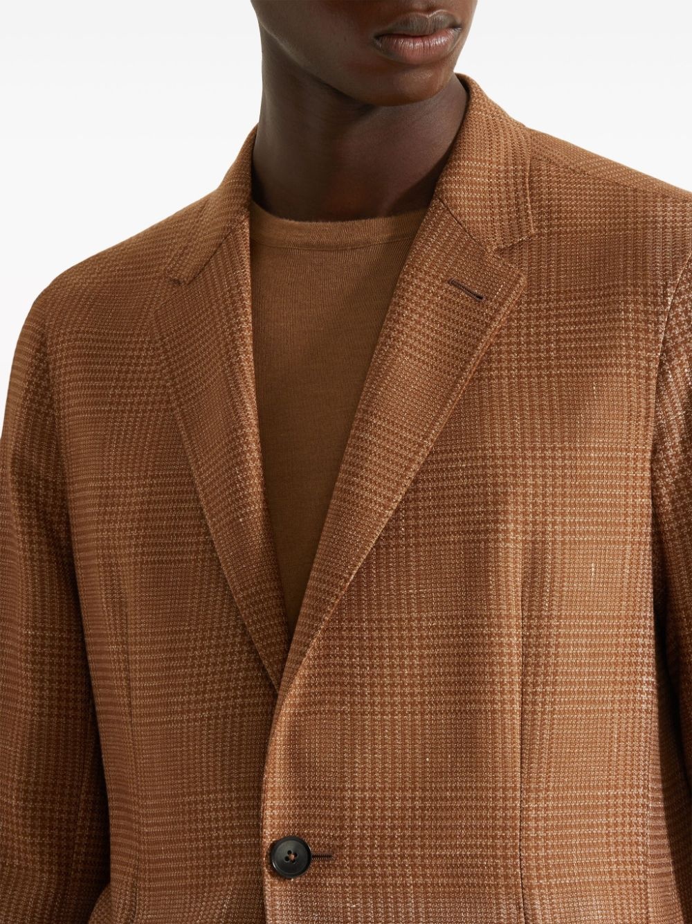 checked single-breasted blazer - 5