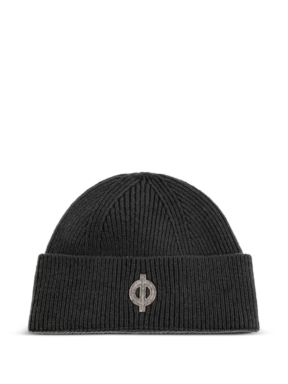 logo-patch ribbed beanie hat - 1