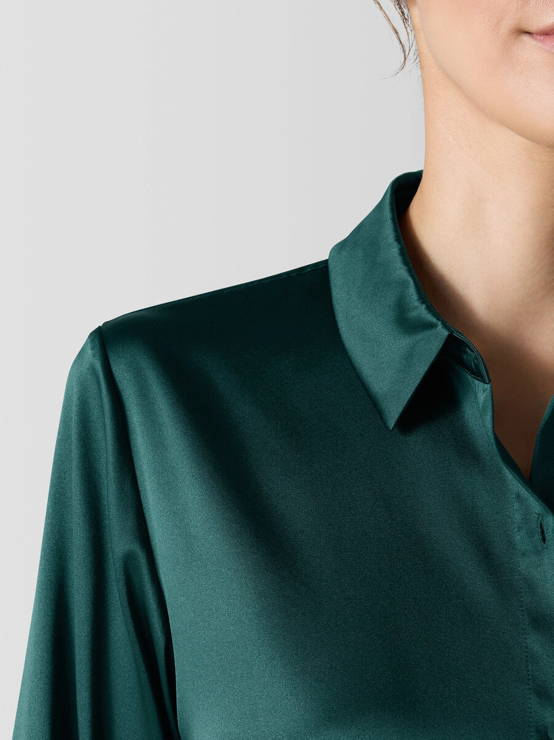 Stretch Silk Charmeuse Classic Collar Shirt 5