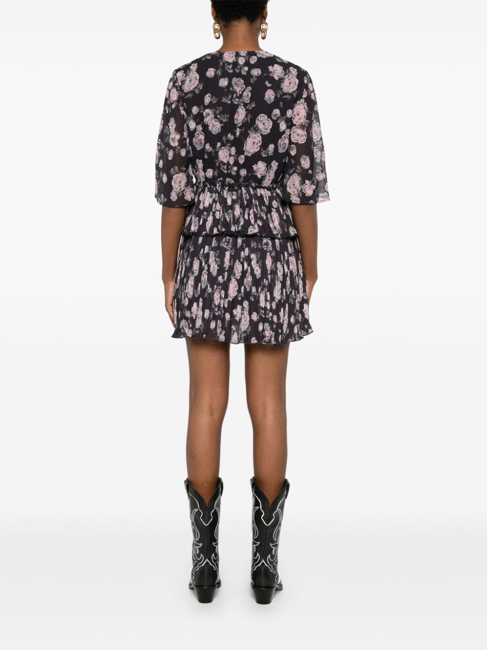 floral-print mini dress - 4