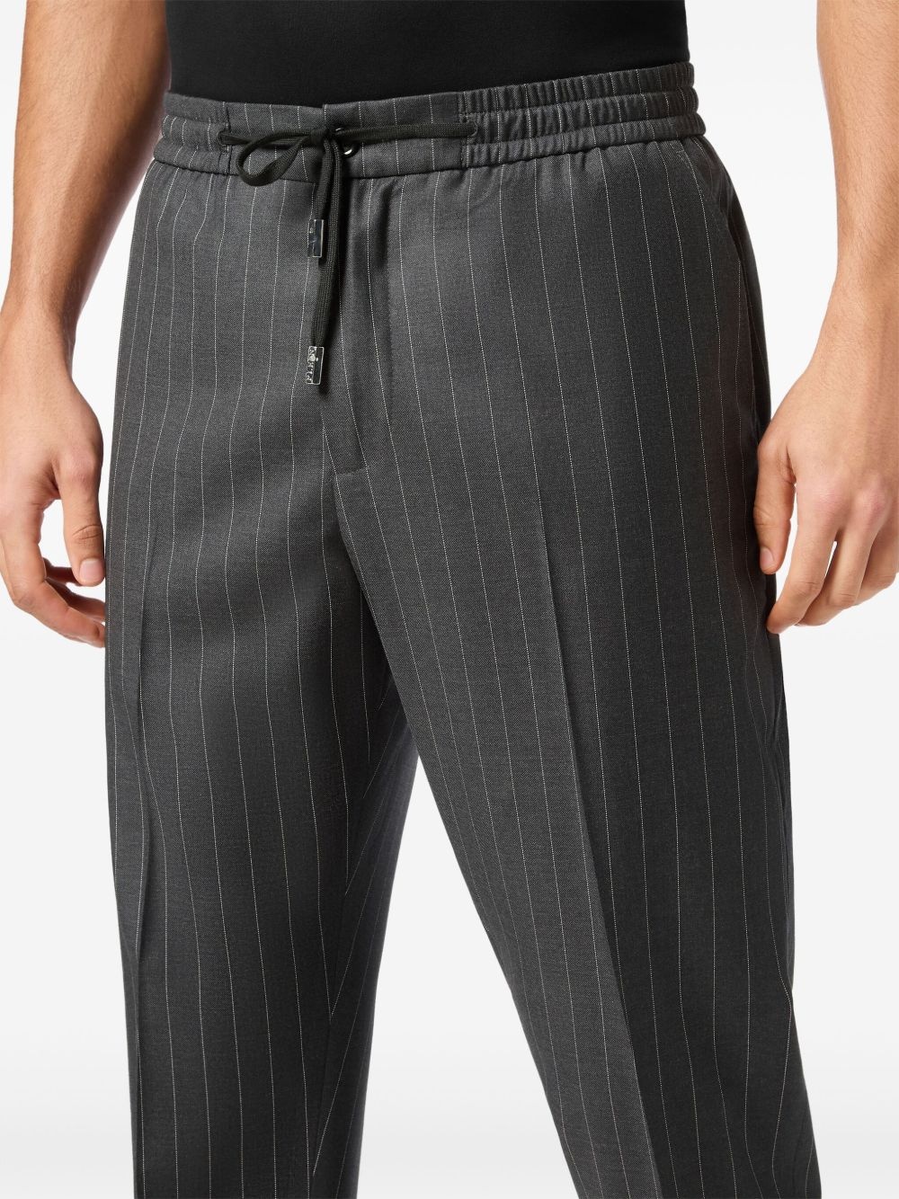 wool pinstripe jogging trousers - 5