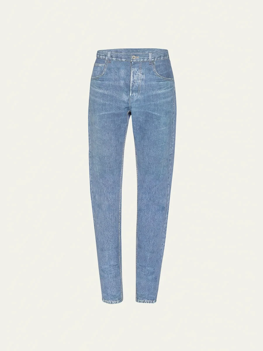 Denim Printed Nubuck Pants - 1