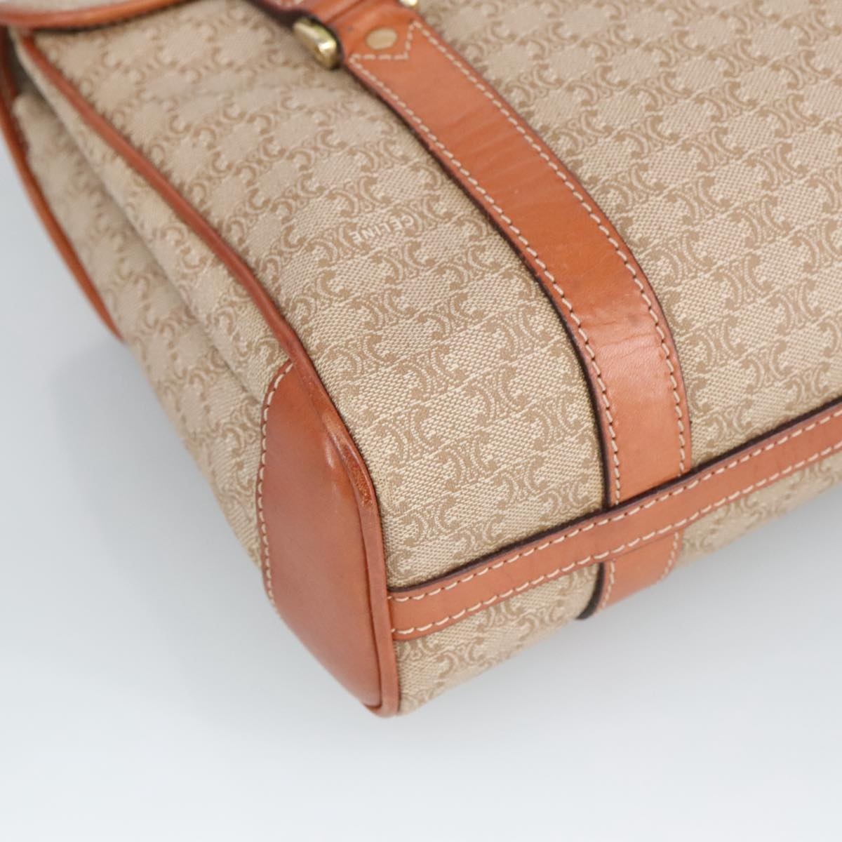 CELINE Macadam Canvas Hand Bag Beige Gold - 16