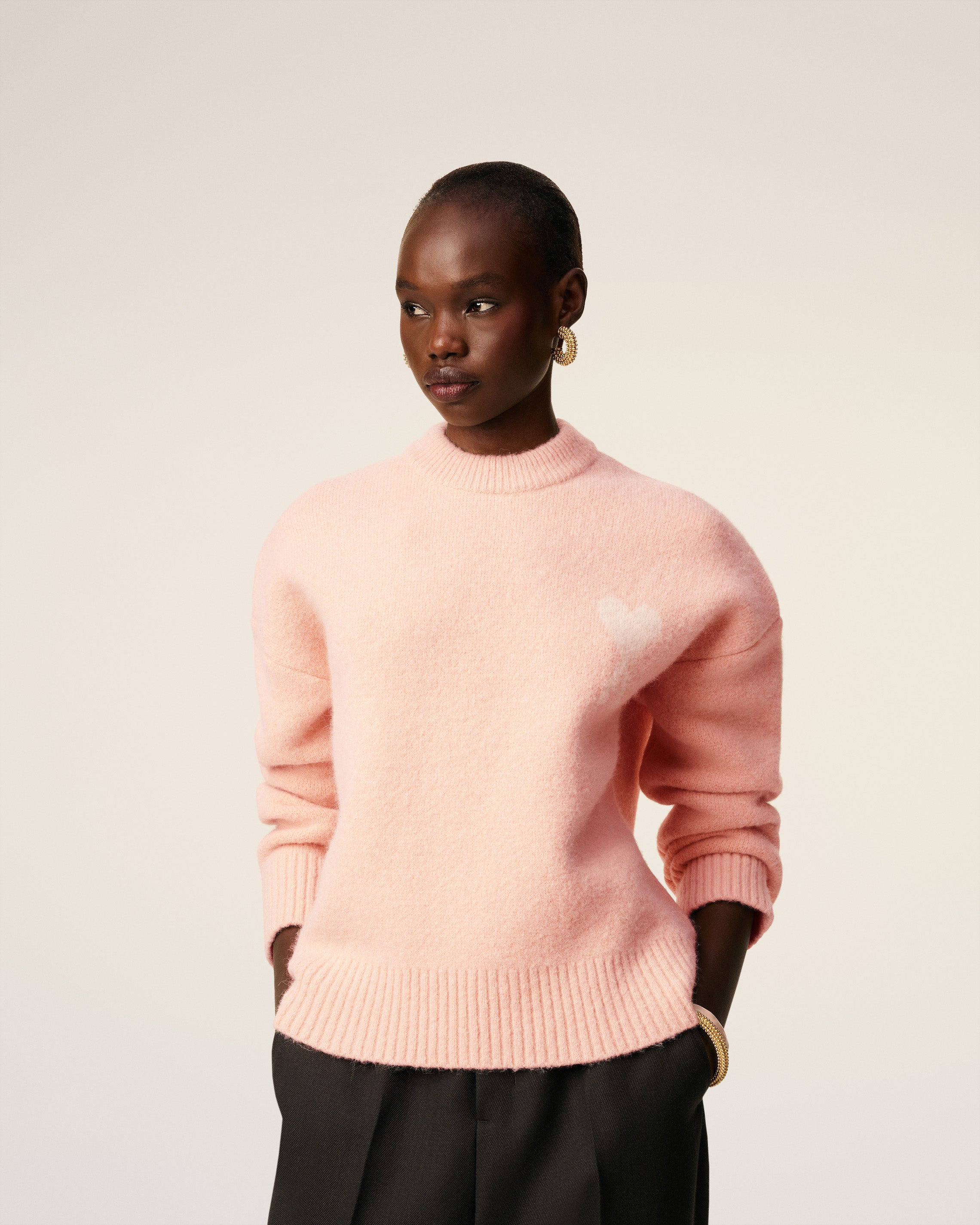 PINK ALPACA AMI DE COEUR CREWNECK SWEATER - 3