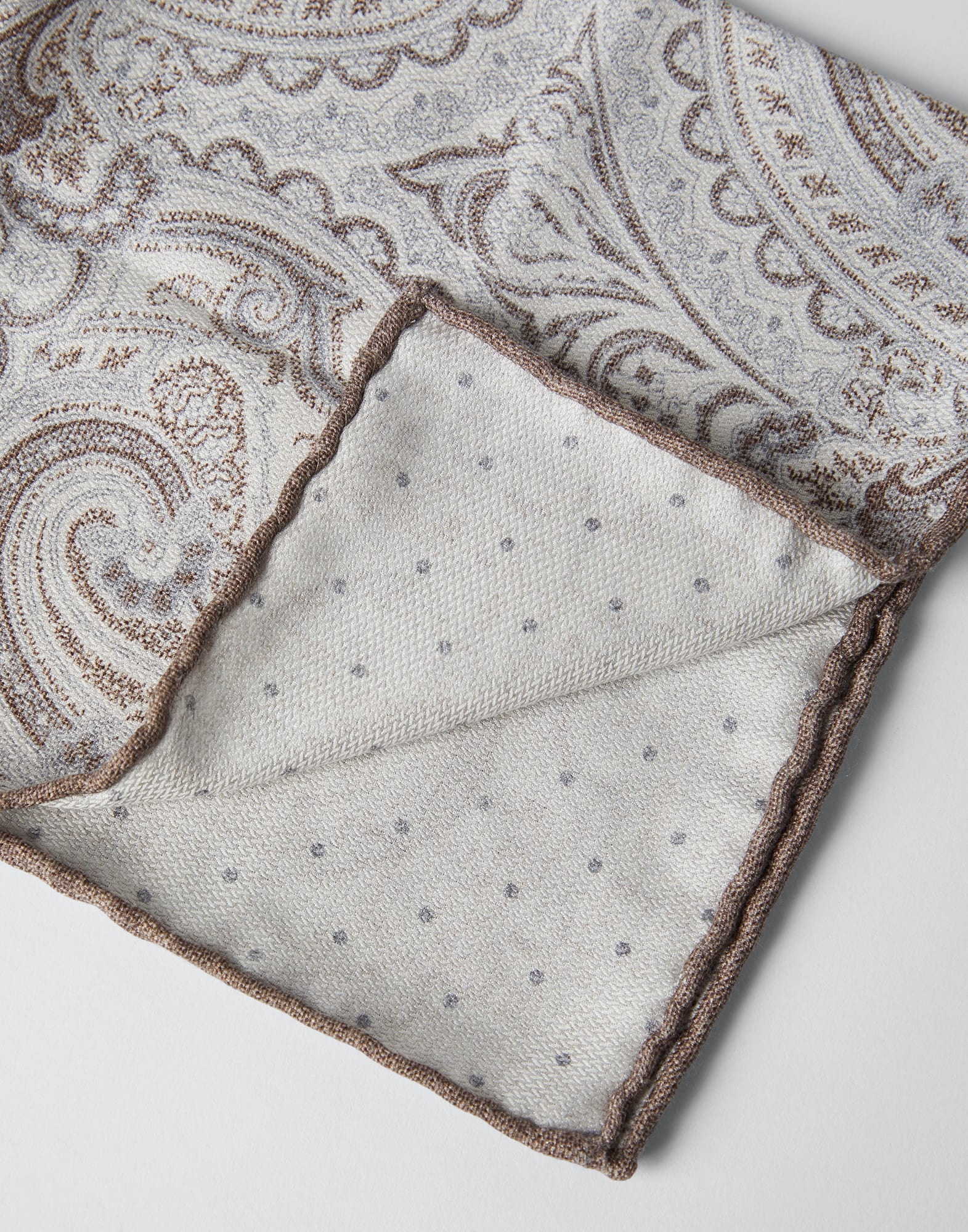 Double face silk pocket square with Paisley design - 2