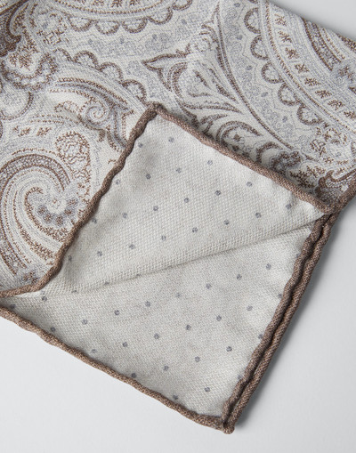 Brunello Cucinelli Double face silk pocket square with Paisley design outlook
