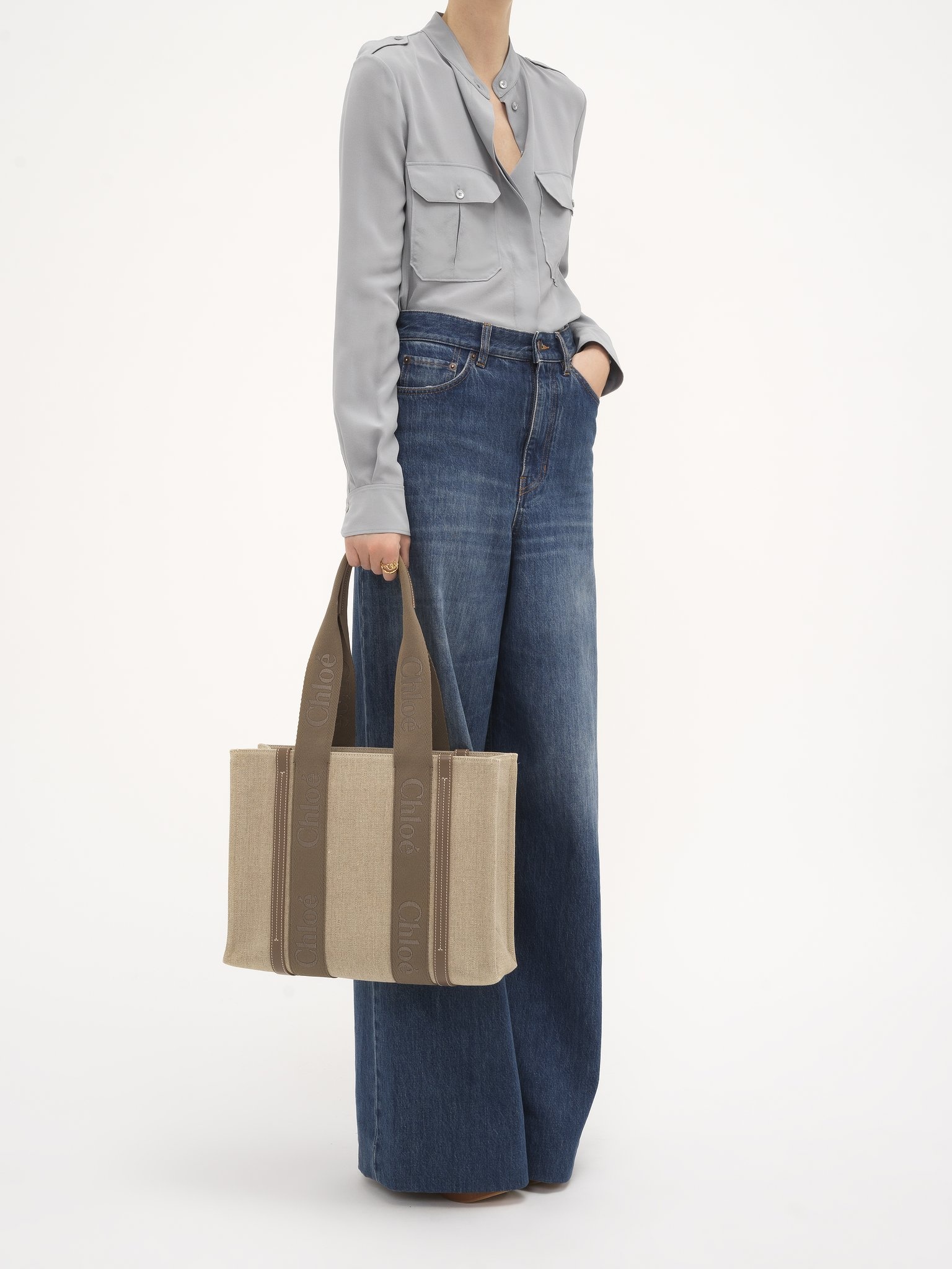 WOODY TOTE BAG IN LINEN - 7