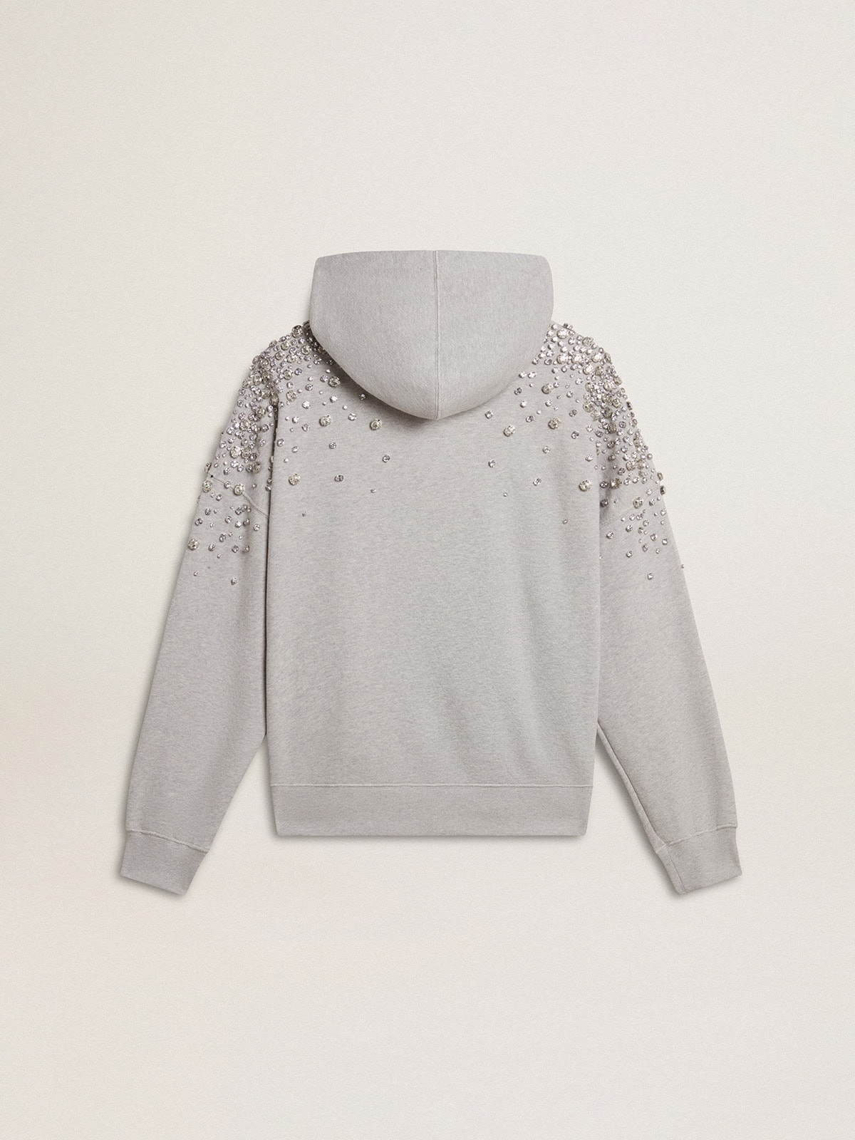 Gray hooded sweatshirt with crystal decoration - 6