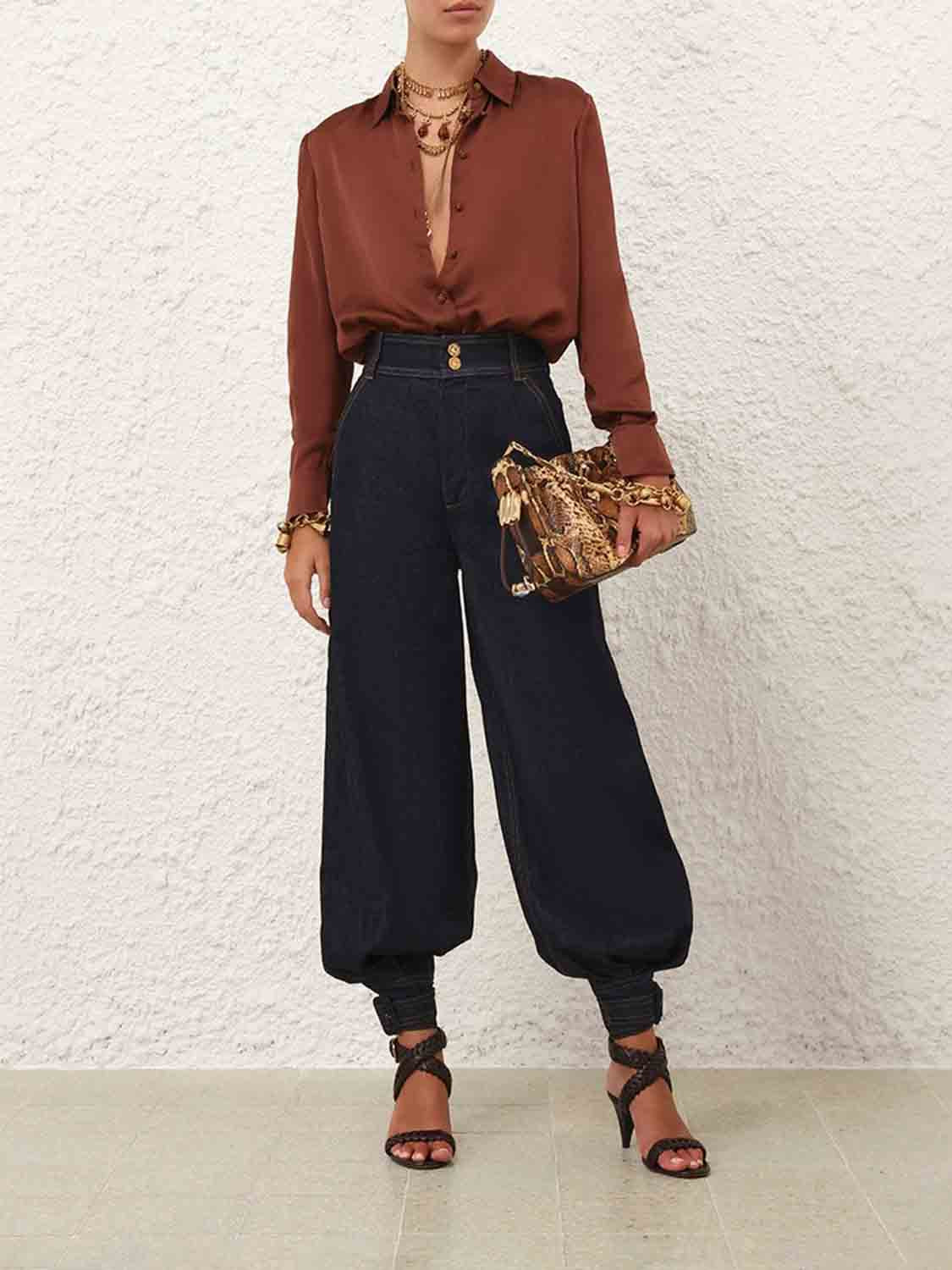 PLAIN SILK BLOUSE - 2