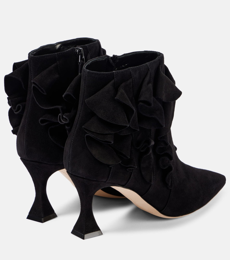 Manolo Blahnik Pompa ruffled suede ankle boots outlook