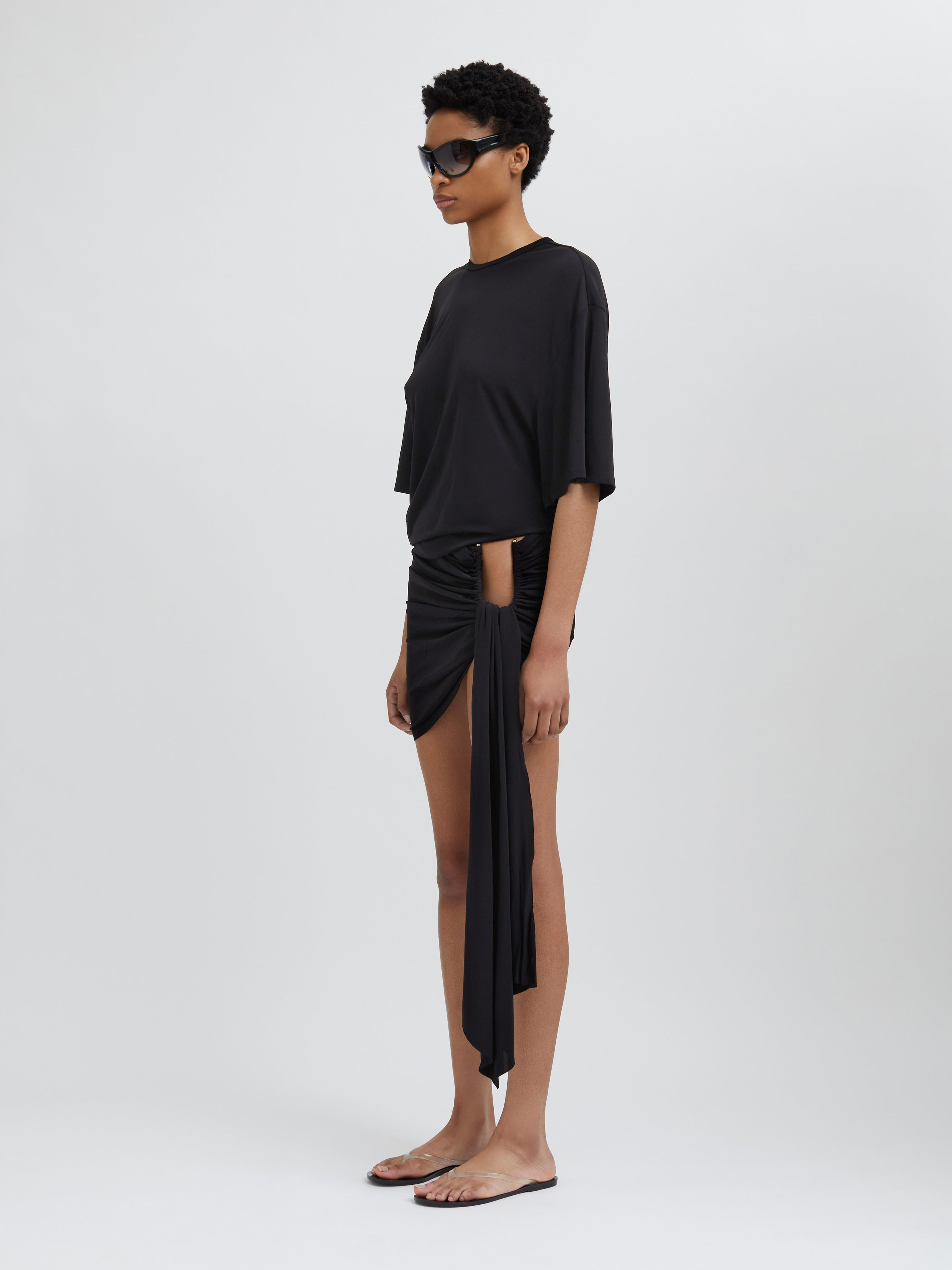 Side Cowl Waist Tee - 3