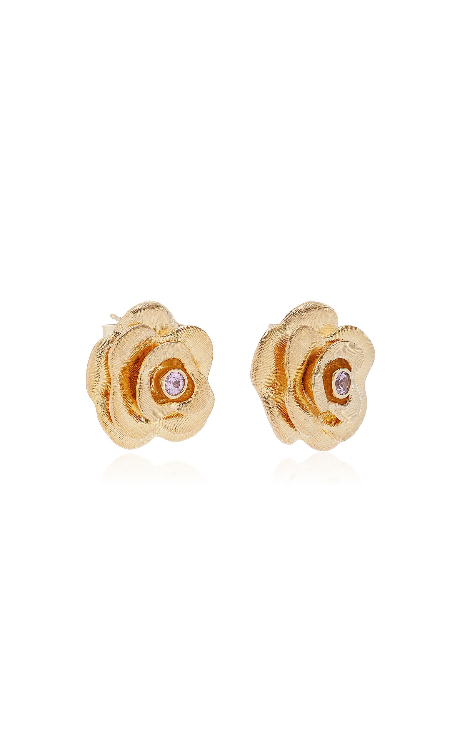Large 14K Yellow Gold Sapphire Earrings gold - 3