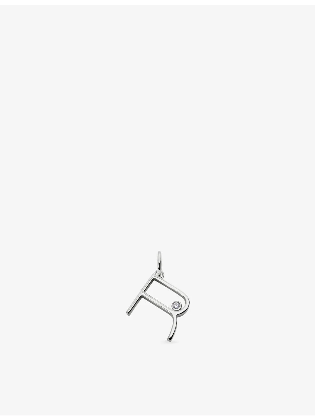 Solitaire Diamond Initial R Sterling-Silver And 0.035ct Lab-Grown Diamond Pendant - 1