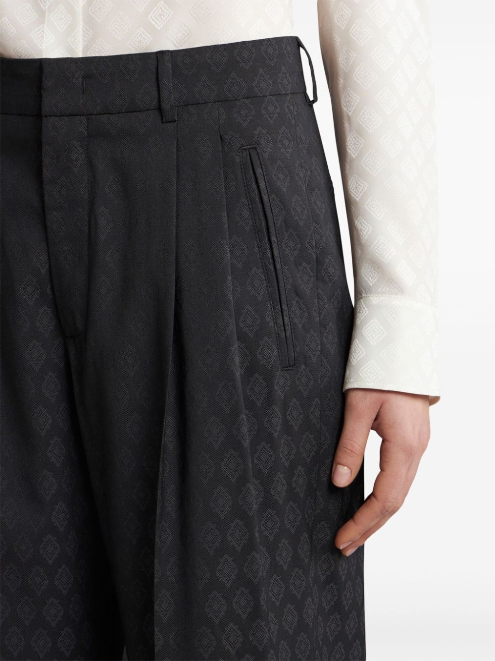 patterned-jacquard wool trousers - 5