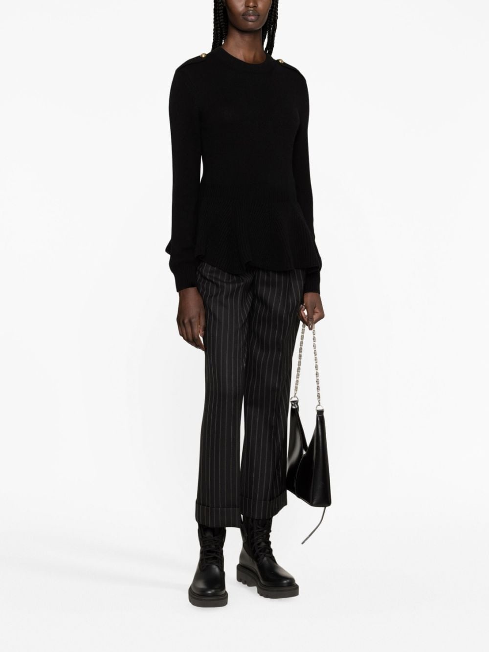 button-embellished peplum jumper - 3