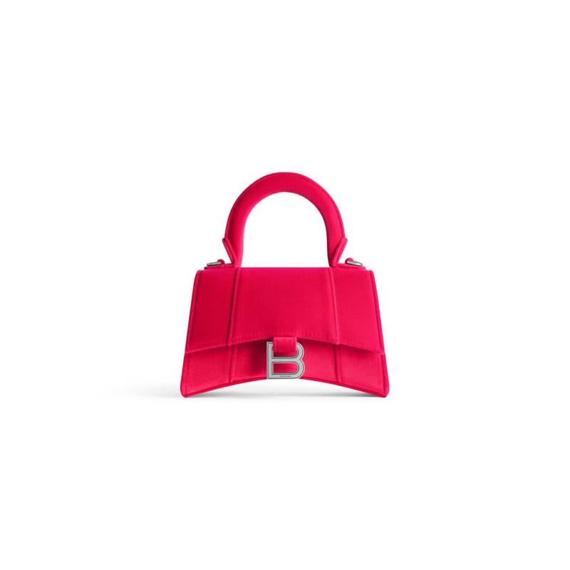 Women's Hourglass Xs Handbag Velvet Jersey in Bright Pink 1