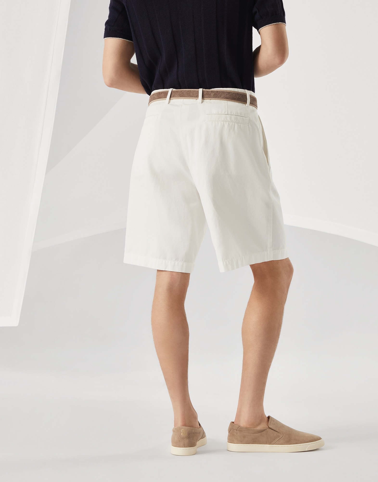Garment-dyed Bermuda shorts in twisted cotton gabardine - 2
