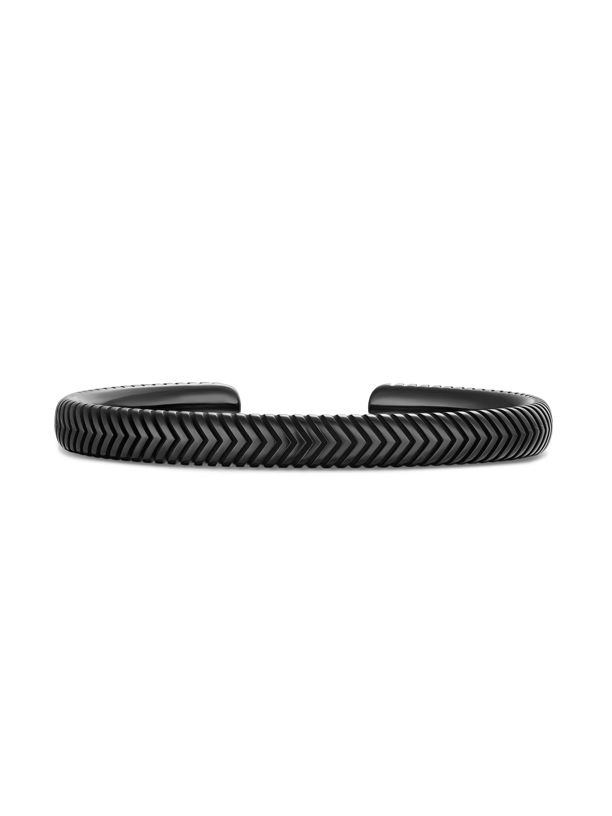 Men's Chevron Cuff Bracelet in Black Titanium, 8MM - Black - 1