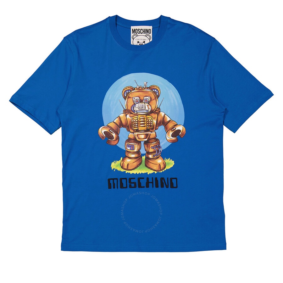 Moschino Blue Cotton Robot Bear T-Shirt - 4