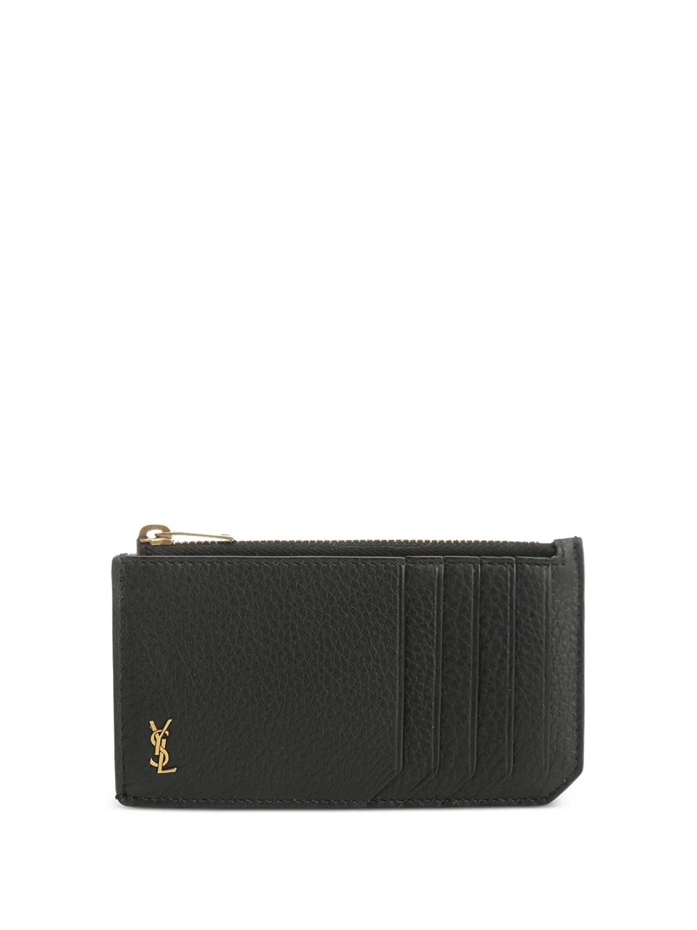 Saint Laurent card holder "Fragments Tiny Cassandre" with zip in patent leather - 1