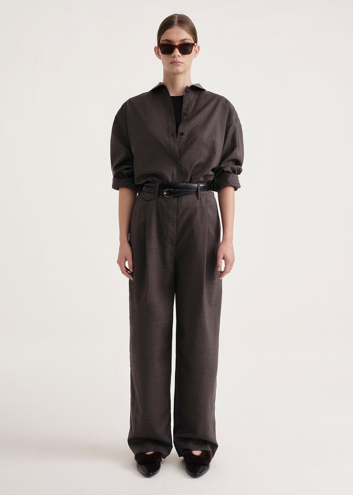 Fluid wool button trousers mole - 2