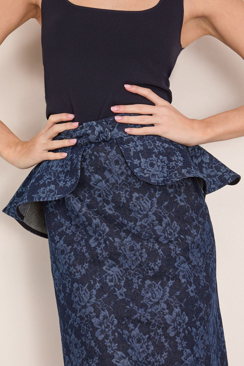 BITE Studios Lace Print Denim Belt in Washed Dark Blue outlook