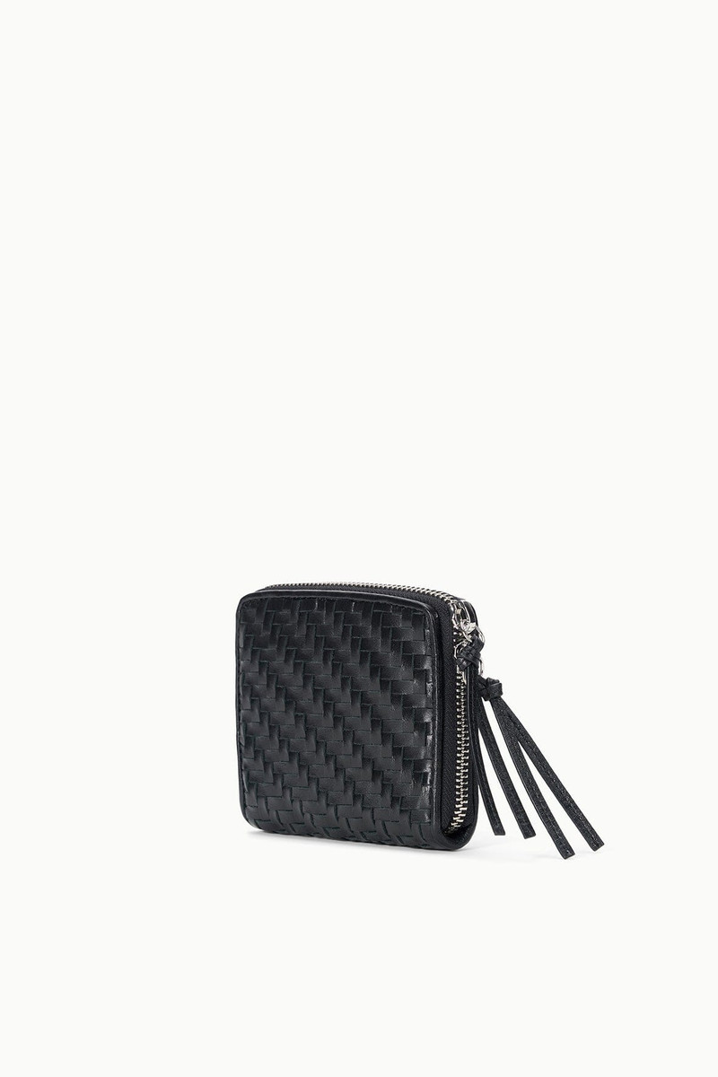 STAUD MAE HAND-WOVEN WALLET BLACK WOVEN 3