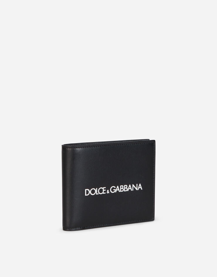 Calfskin bifold wallet with logo print - 2