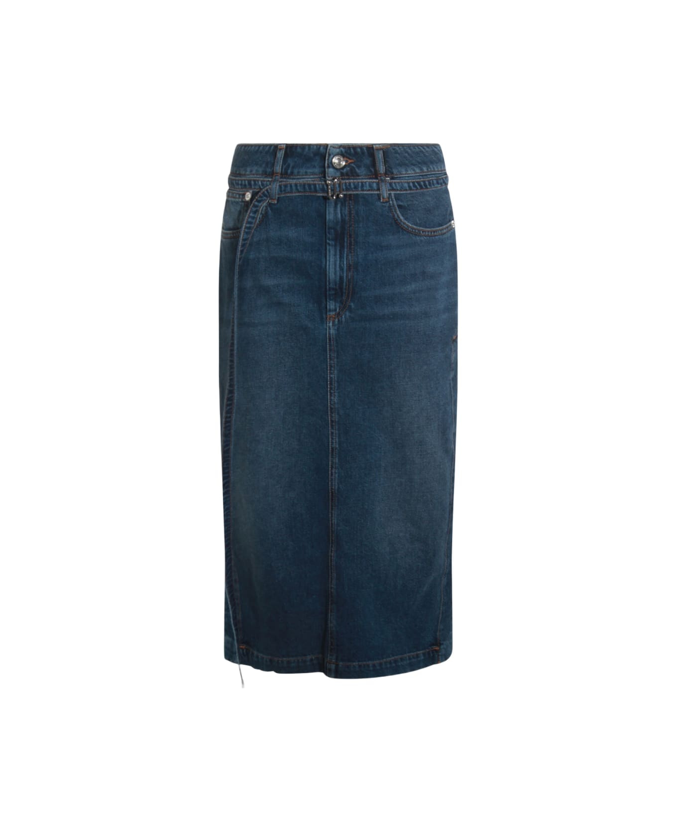 Blue Denim Cotton Skirt - 1
