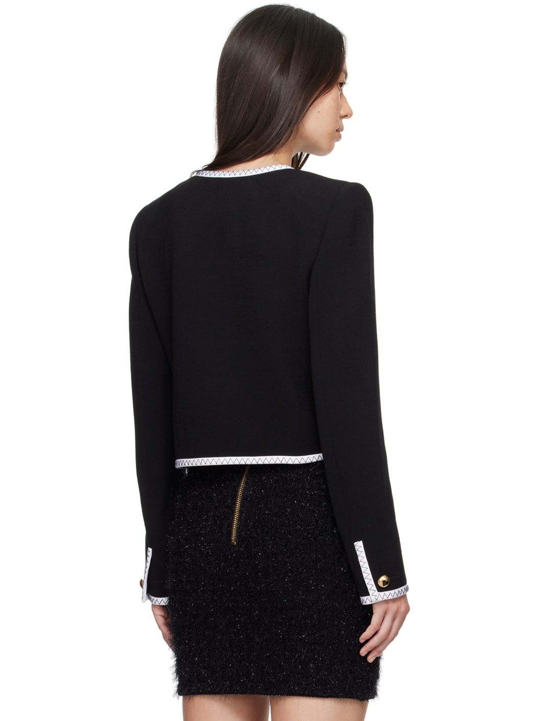 Black Gold Heart Buttons Jacket - 3