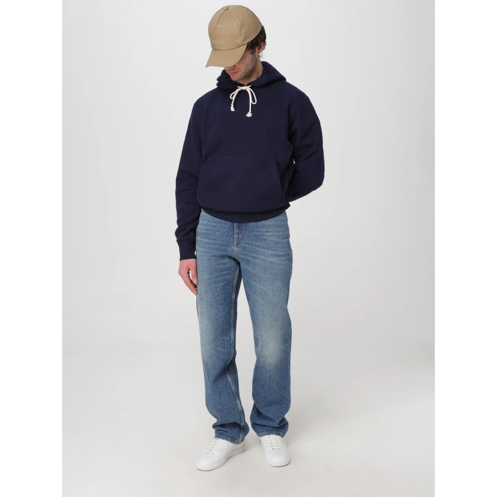 BLUE COTTON SWEATSHIRT WITH ICONIC LOGO - 2