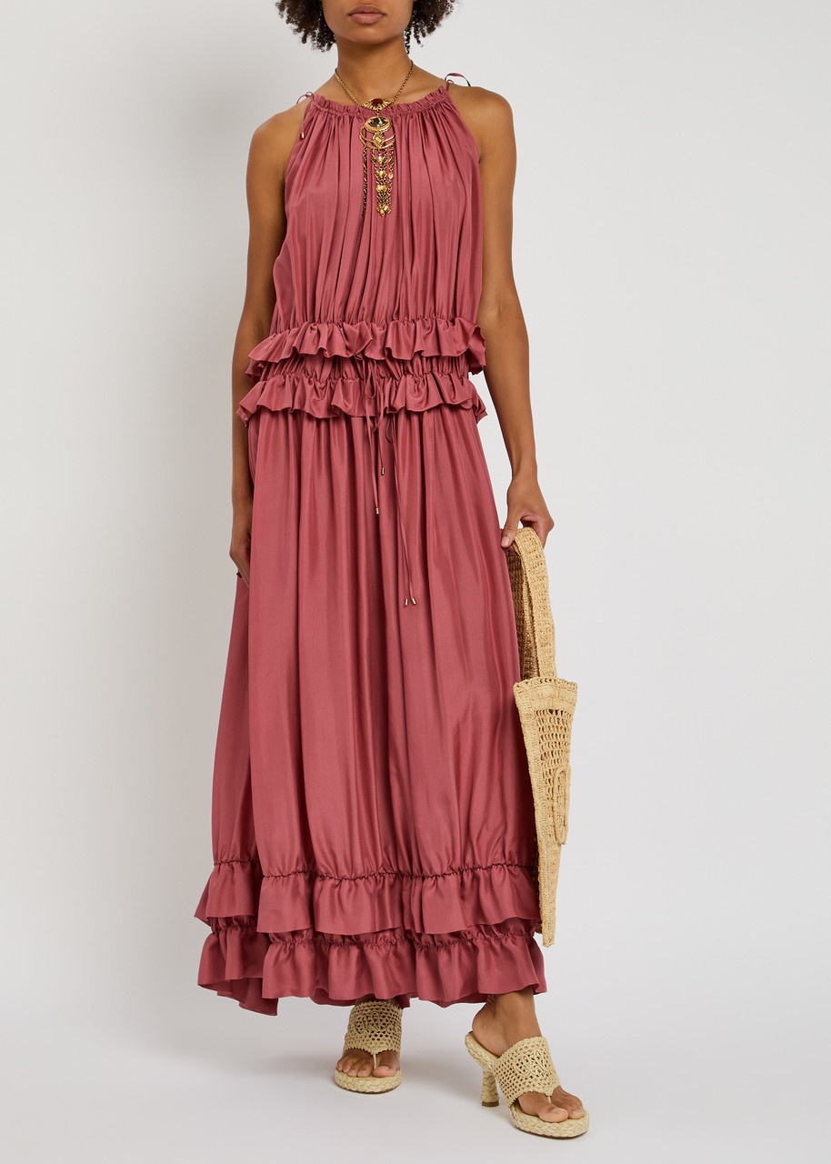 Chloe Gathered Silk Maxi Dress - 4