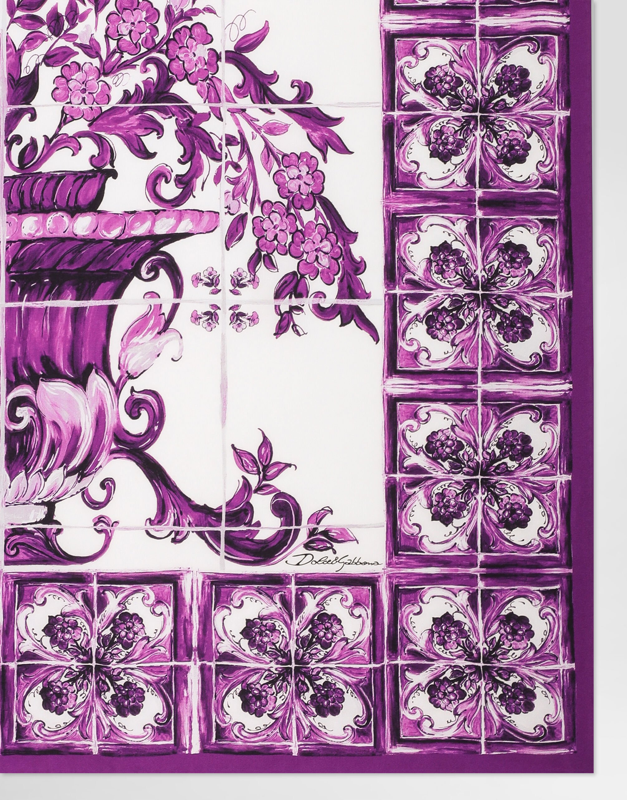 Majolica-print 90x90 silk twill foulard - 2