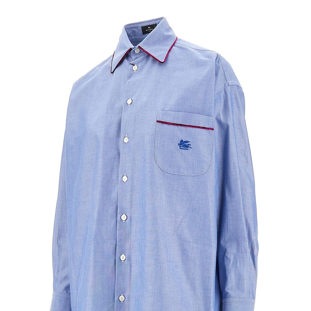 OXFORD COTTON SHIRT WITH VELVET PIPING - 2