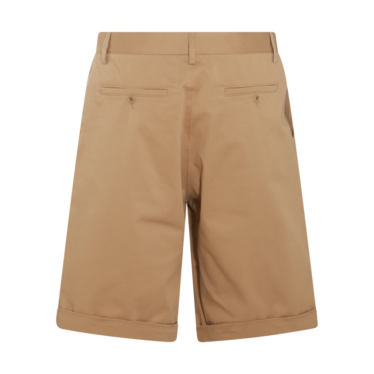 beige cotton blend shorts - 2