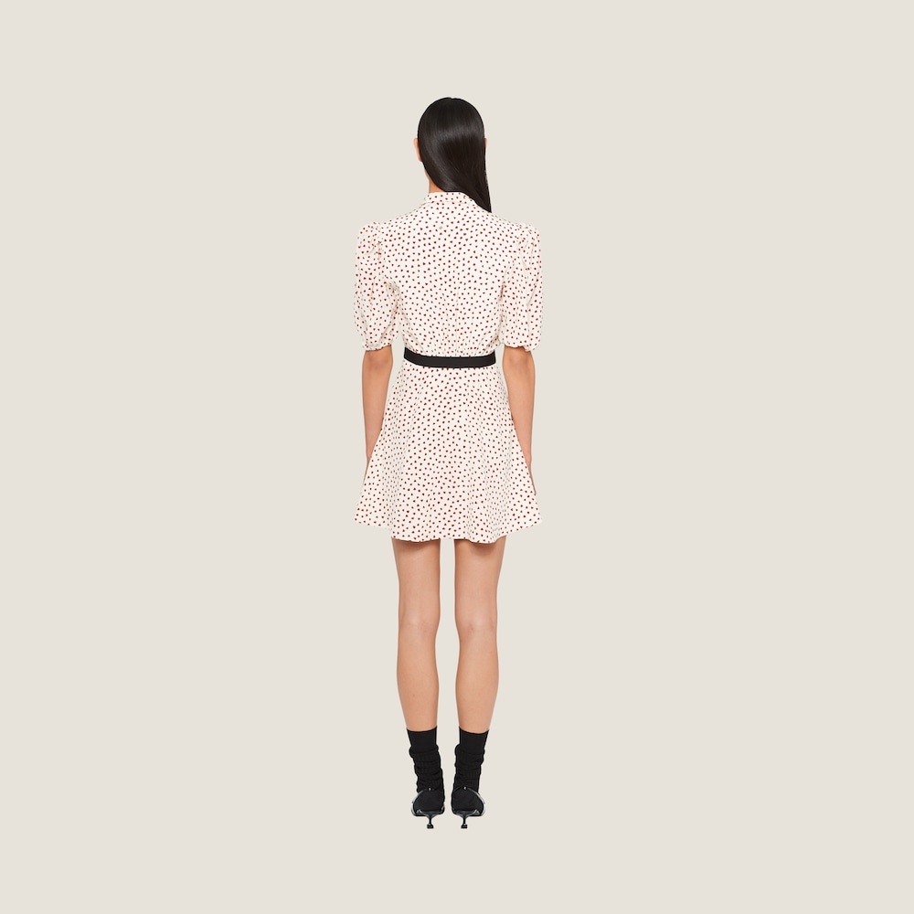 Crepe de chine mini-dress with heart print - 3