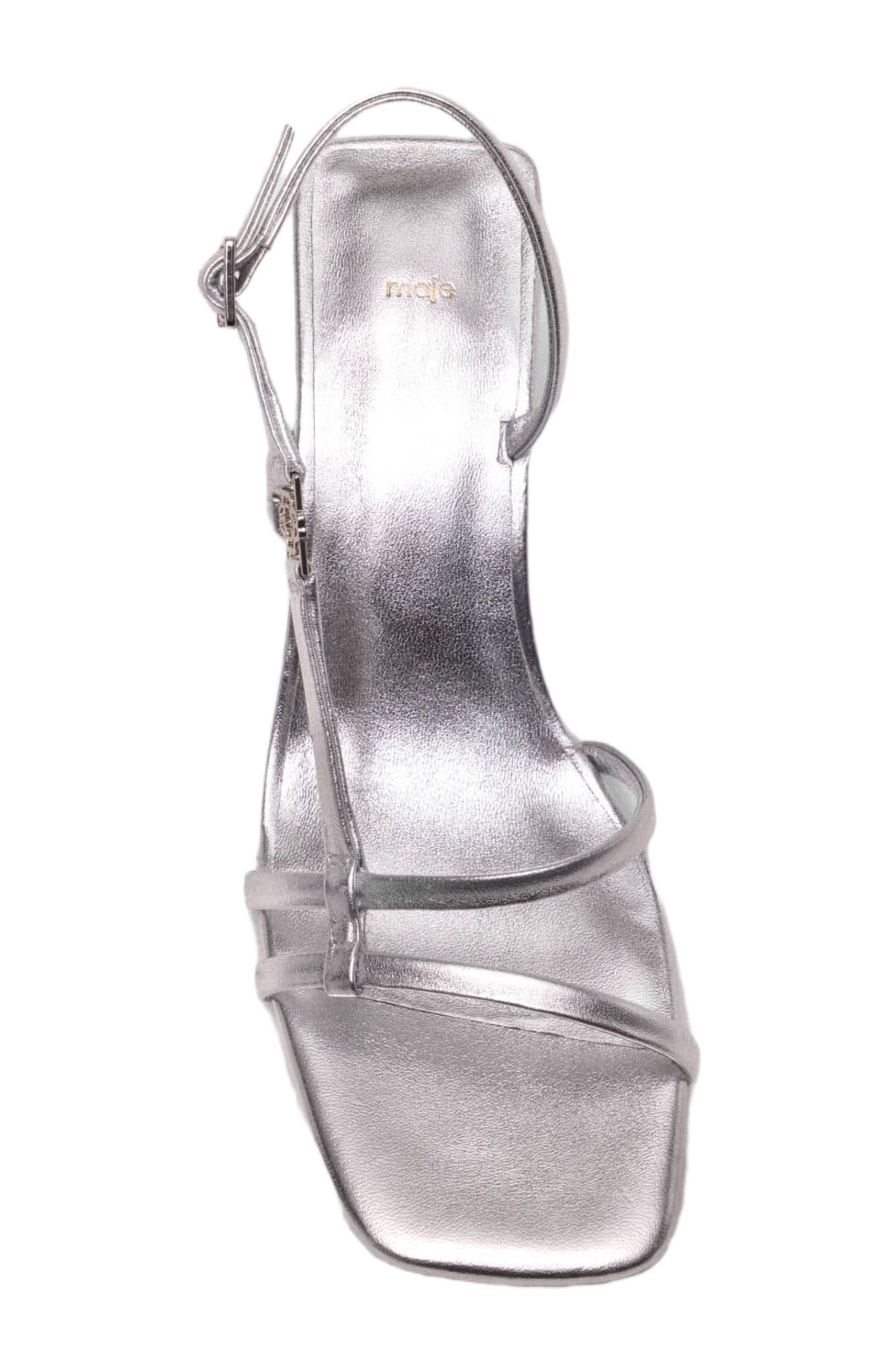 maje Metallic strappy heeled sandals in Silver at Nordstrom - 3