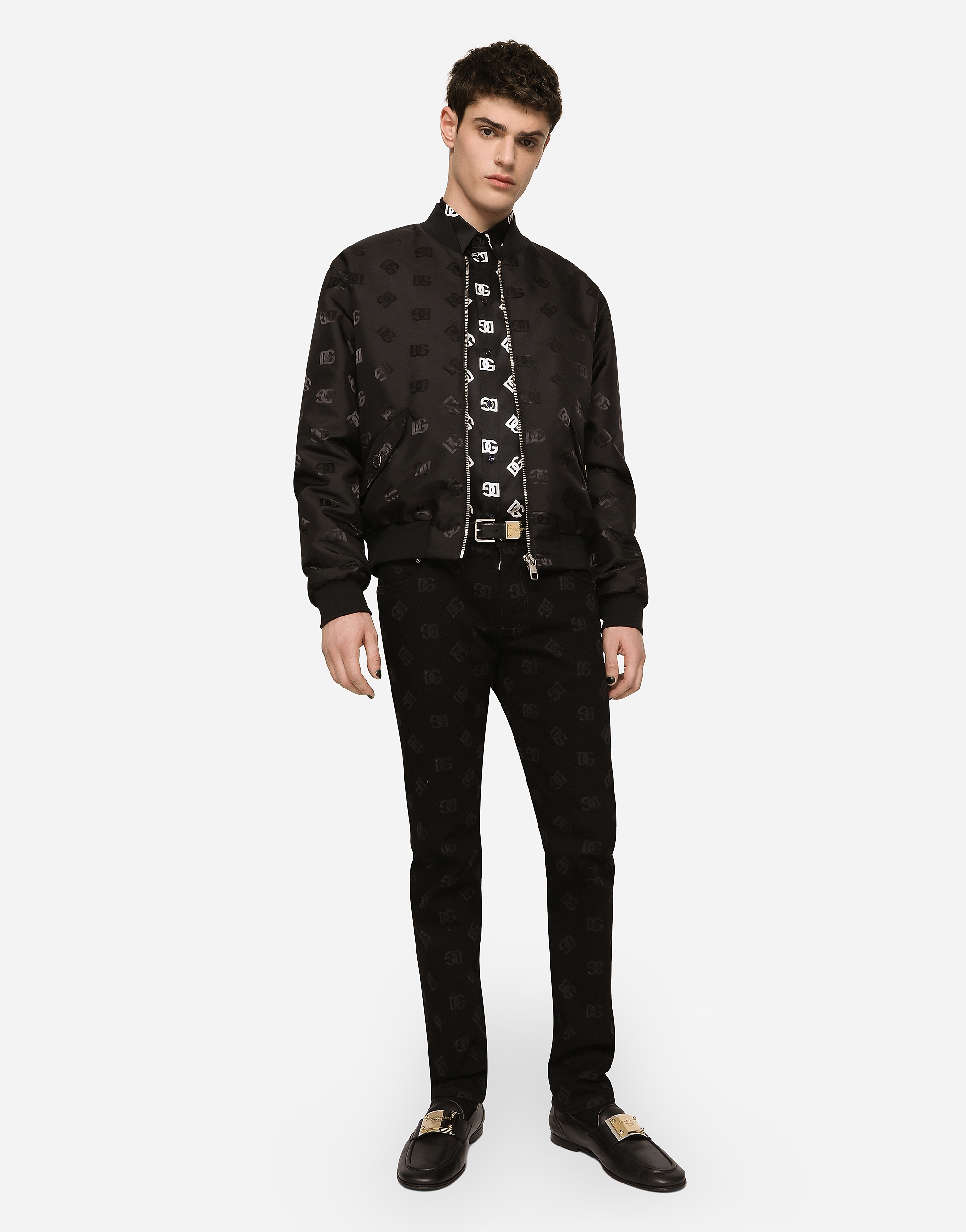 Black skinny jeans with all-over DG logo print - 5