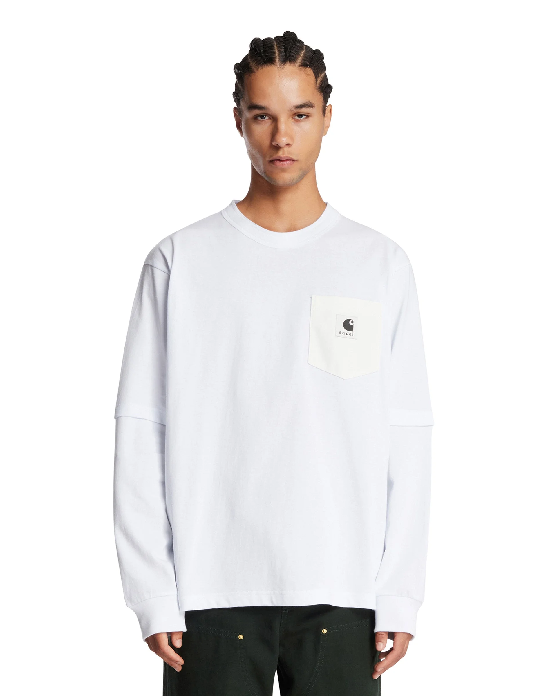 Sacai x Carhartt White Double-Layer T-Shirt - 1