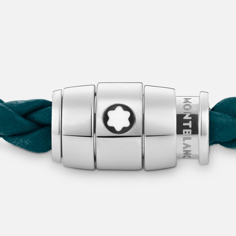 Bracelet Steel 3 rings Meisterstück collection in cyprus blue leather 3