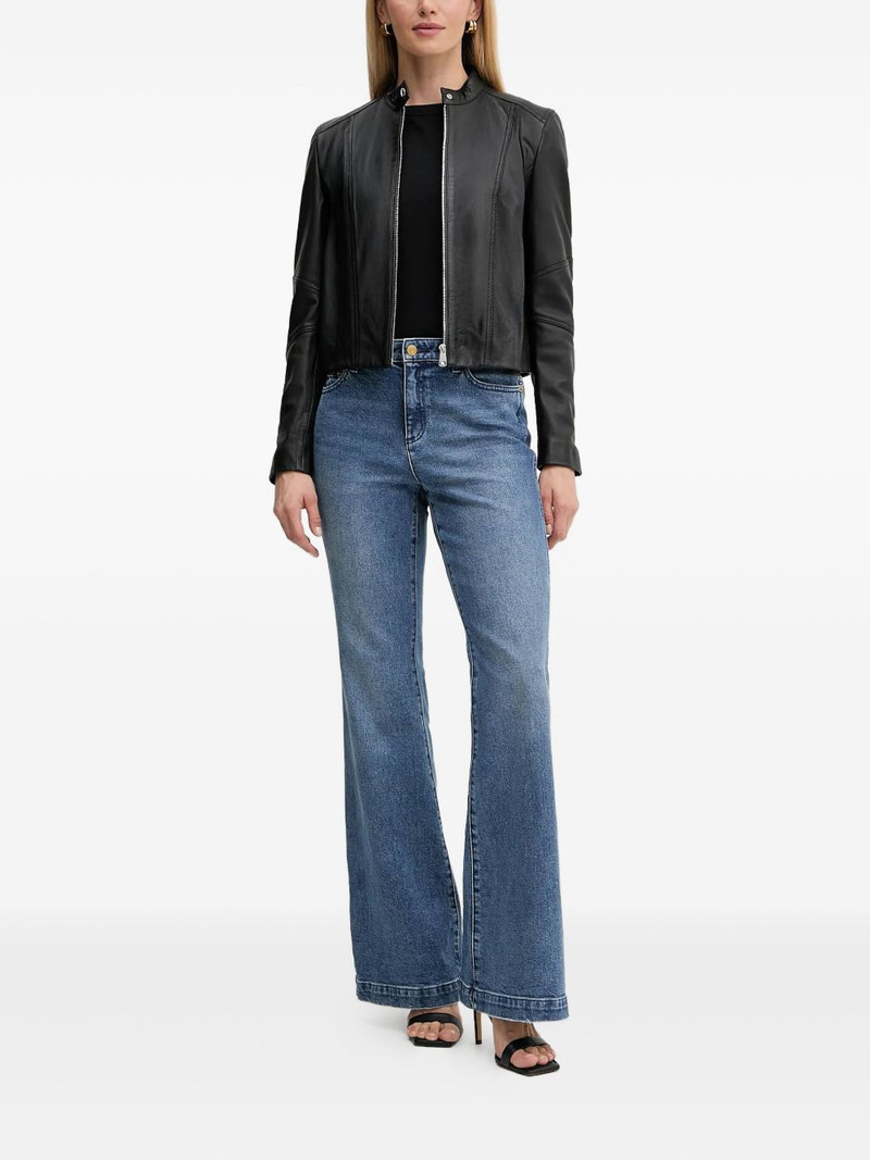 BOSS Saleste zip-front panelled leather jacket outlook