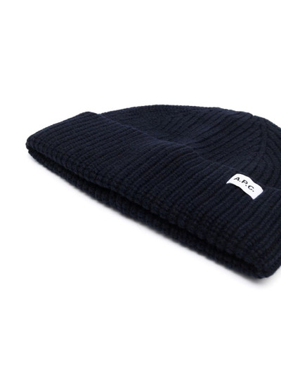 A.P.C. ribbed-knit logo beanie outlook