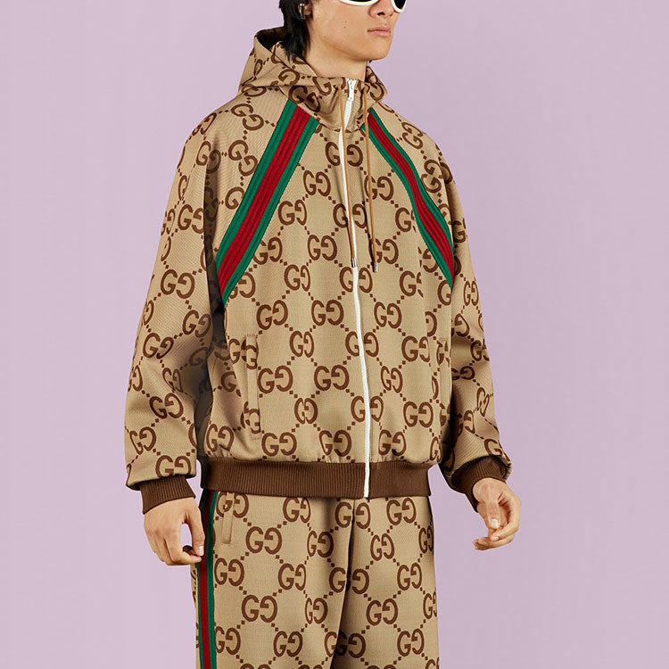 Gucci Jumbo GG Zip Jacket With Web 'Beige Ebony' 713974-XJETI-2270 - 4