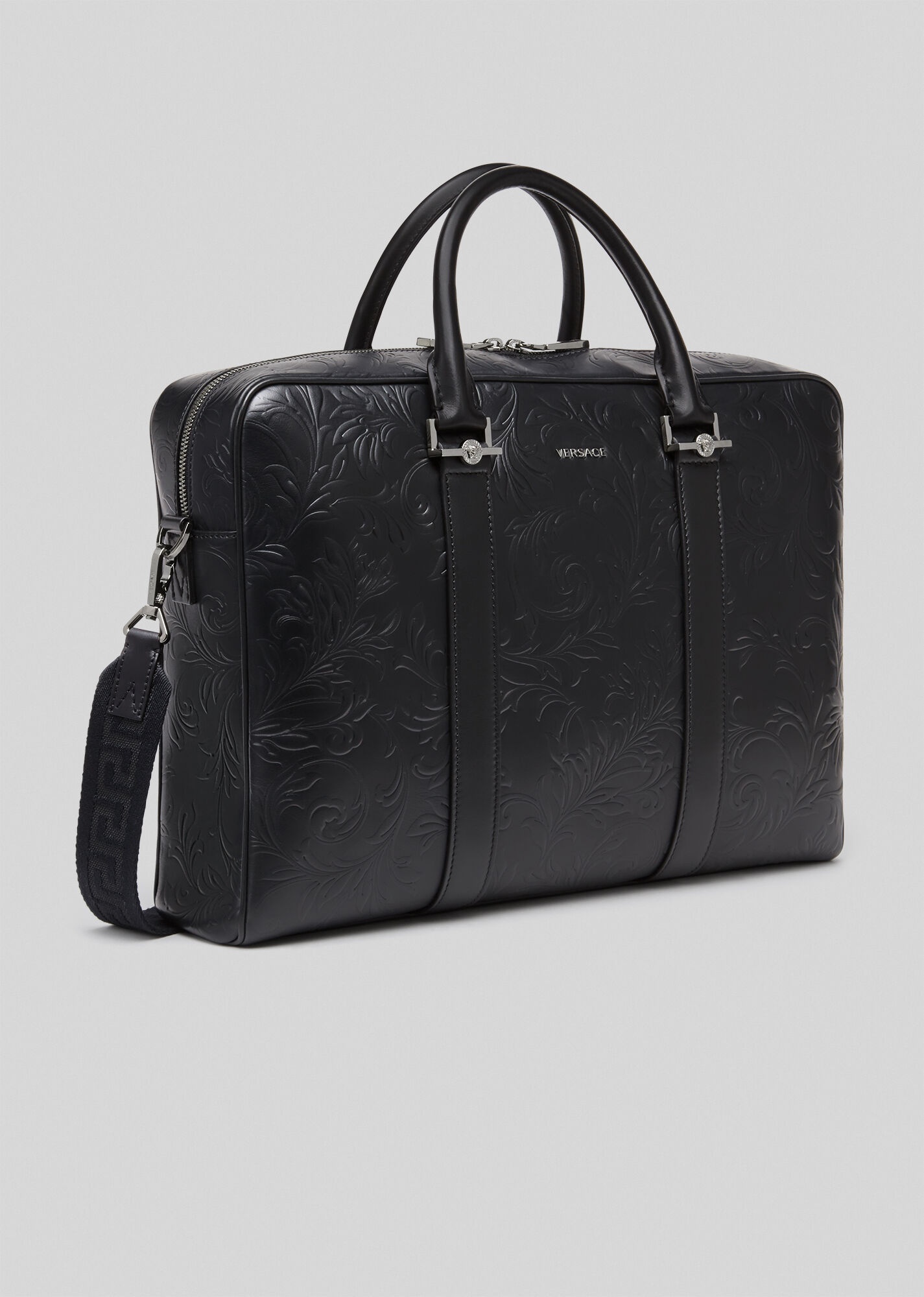 Embossed Barocco Leather Briefcase - 3