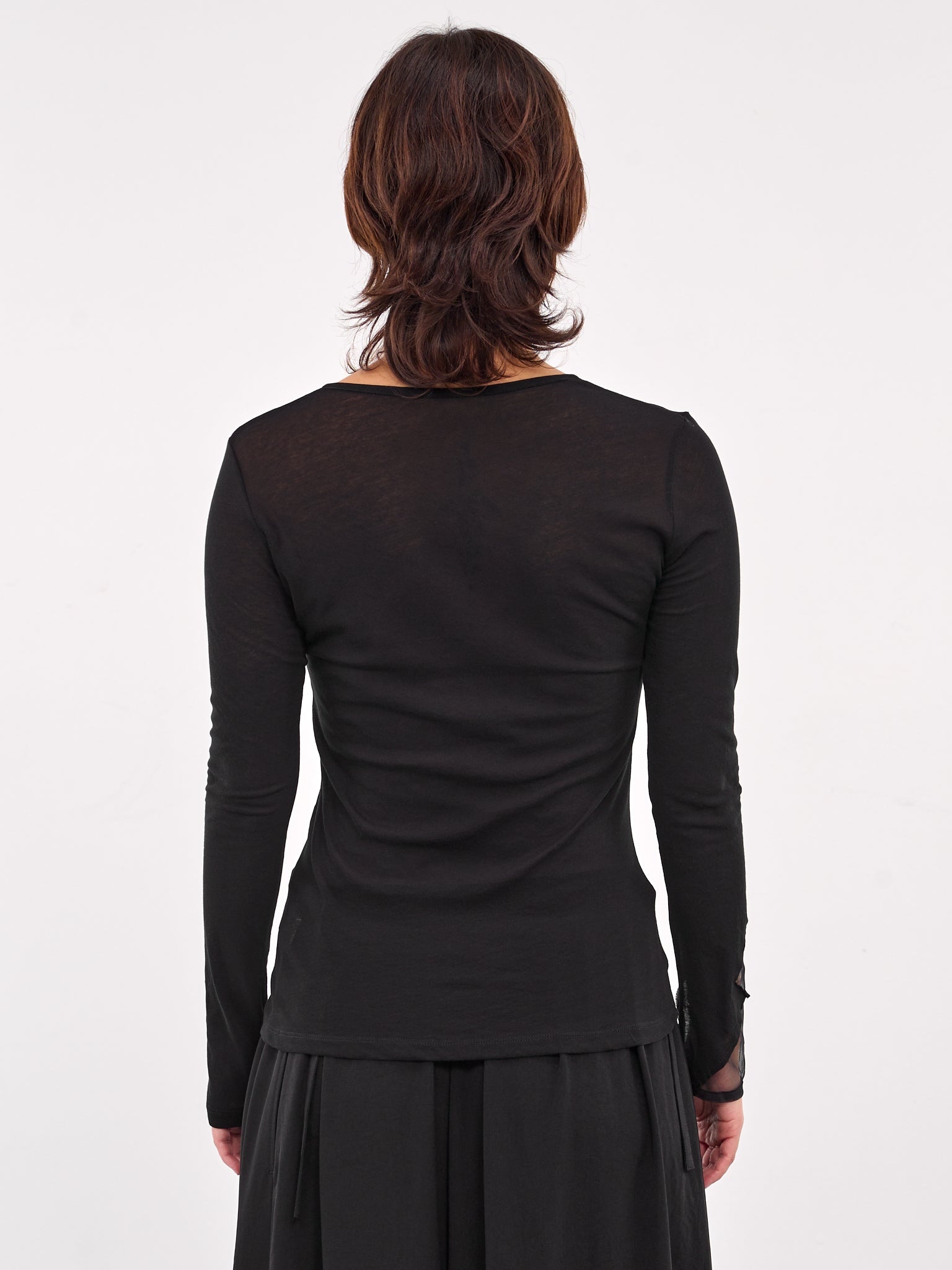Sheer Paneled Long Sleeve Tee - 3