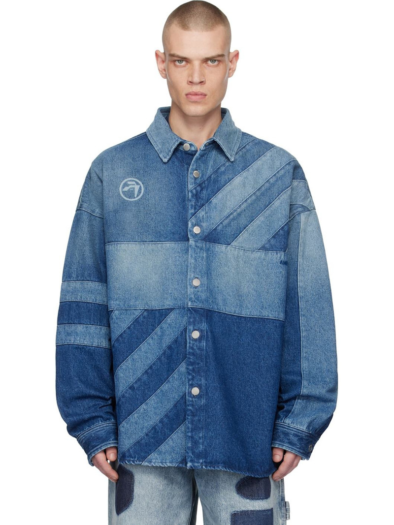 Indigo Patchwork Denim Shirt 1